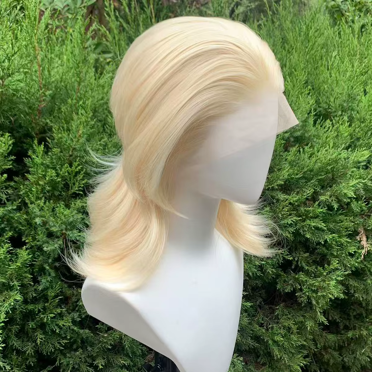Perruque courte blonde en mulet synthétique 13×4 avec dentelle frontale pour femmes