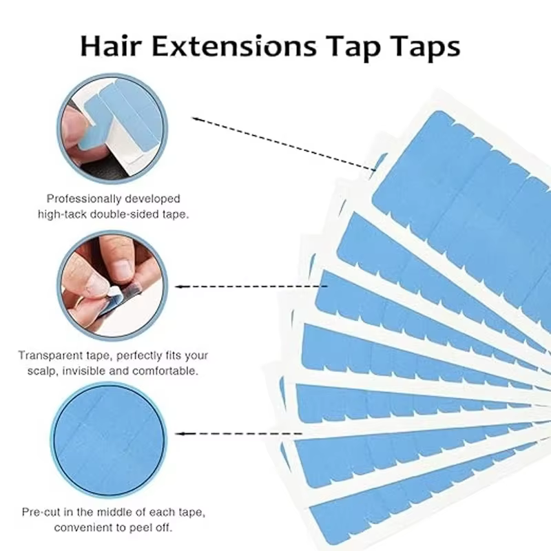 60 pièces onglets de ruban d'extension de cheveux