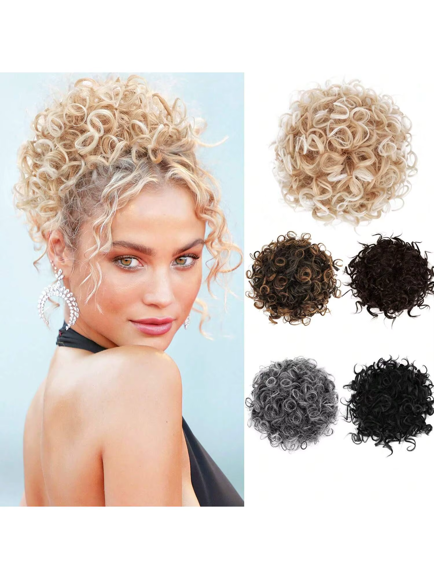 Afro bouffée cordon queue de cheval crépus bouclés cheveux synthétiques chignon Extensions à clipser postiches pour les femmes usage quotidien de fête