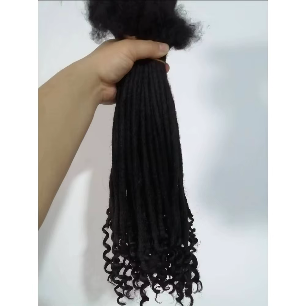 Extensions de cheveux humains afro crépus de 0,6 cm avec pointes bouclées, 8-12 pouces, faites à la main, peuvent être teintes, pour hommes/femmes