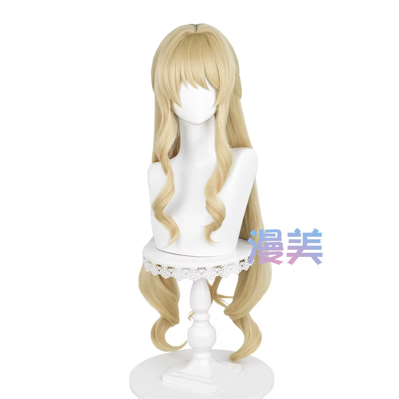 Fontaine Navia Cosplay perruque 95 cm lin or vague cheveux résistant à la chaleur synthétique cuir chevelu perruques
