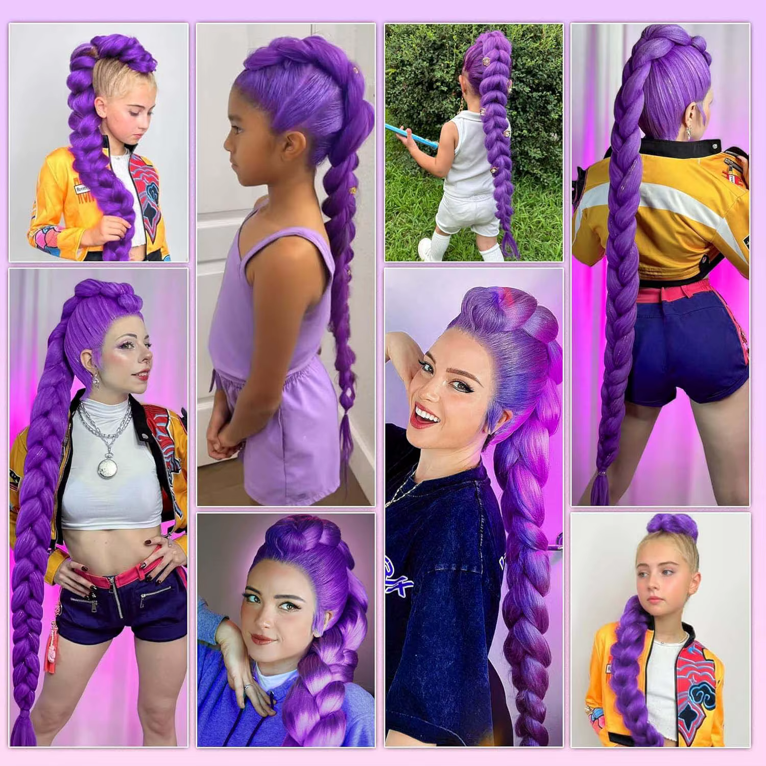 Extensions capillaires synthétiques violettes de 24 pouces
