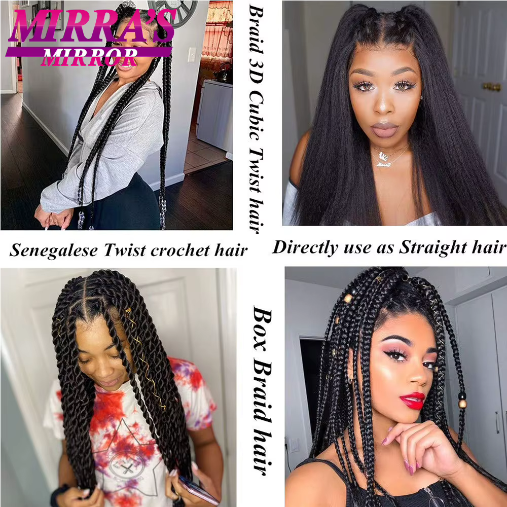 Extensions de cheveux synthétiques pour tresses africaines 20/26 pouces en vrac Yaki droite Jumbo tresse