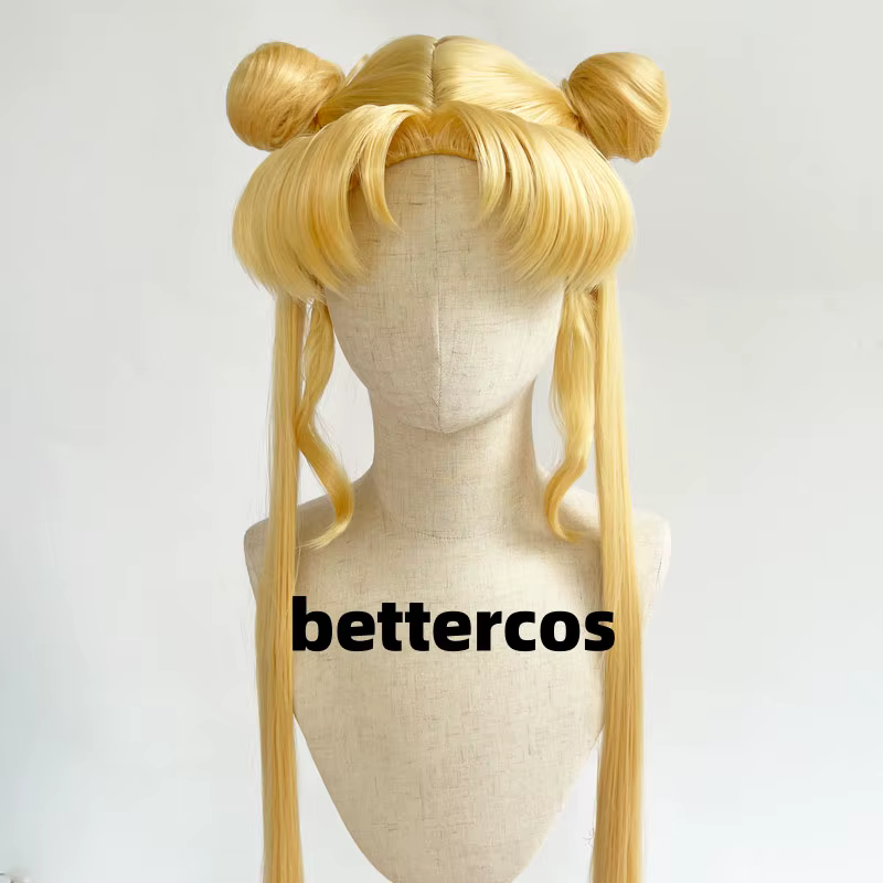 Serena Tsukino Usagi Cosplay perruque Annie 130 cm blond argent Double longue queue de cheval résistant à la chaleur