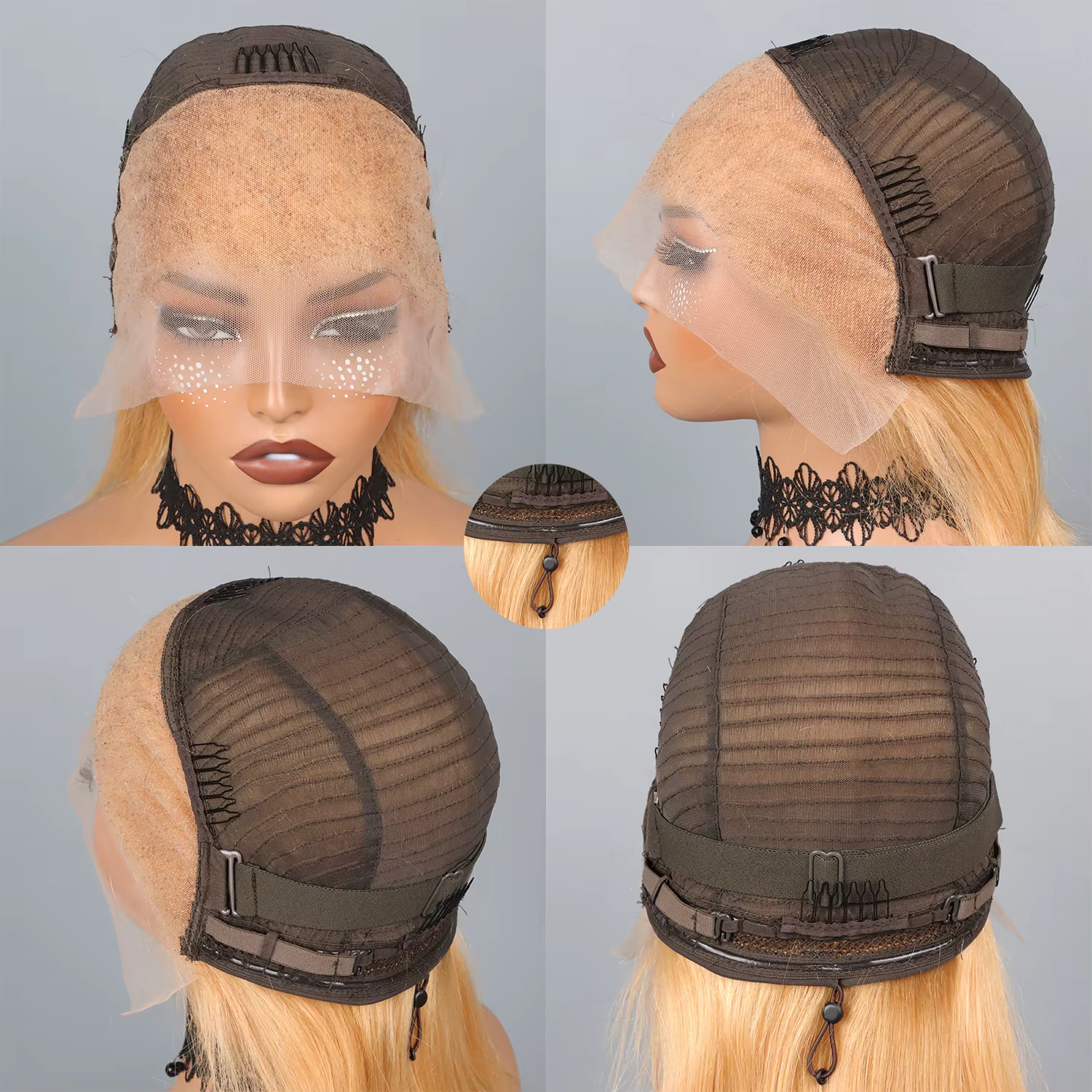 27 # Blonde courte Bob perruque cheveux humains 210% droite 13x4 dentelle avant