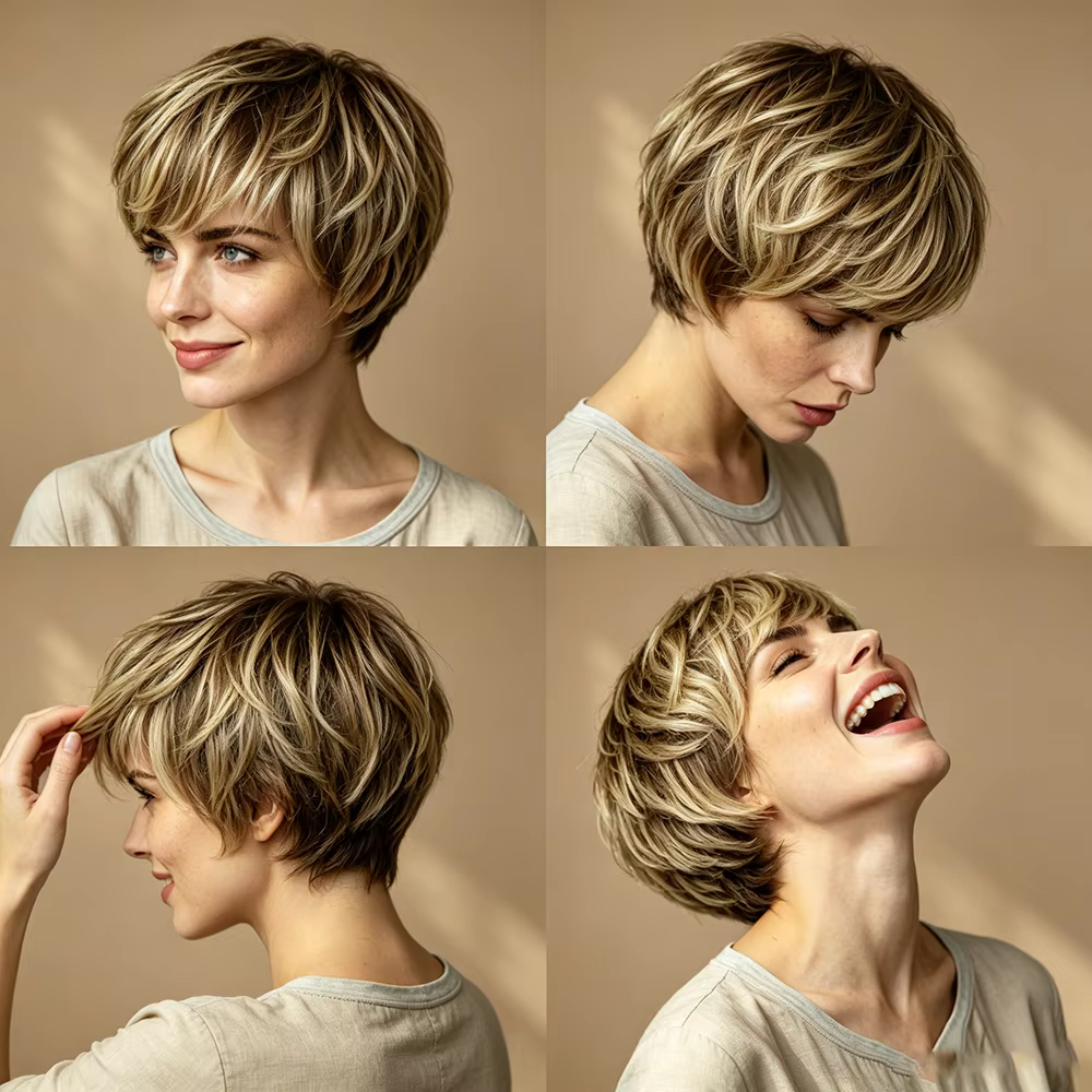 Perruque courte pour femme en cheveux naturels