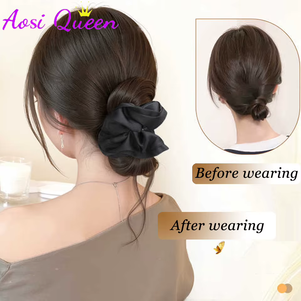 AOSIQUEEN Chignon synthétique en satin avec pince à cheveux