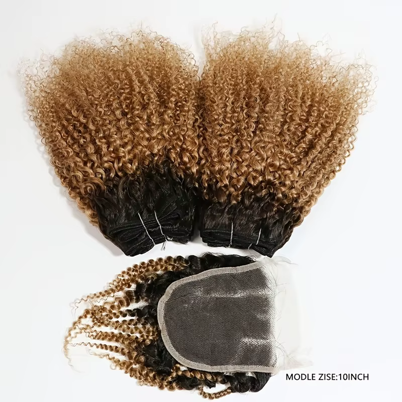 Bundles de cheveux brésiliens bouclés caution Curl avec fermeture