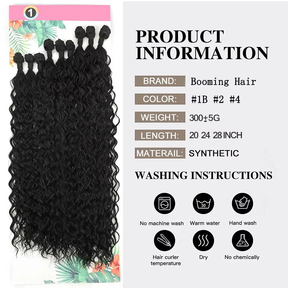 Extensions de cheveux synthétiques bouclés pour femmes, 9 pièces/ensemble, fibres capillaires longues résistantes à la chaleur, tissage pour femme