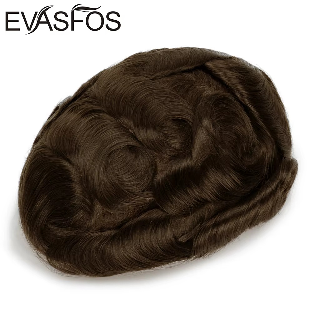 Perruque toupet de cheveux humains naturels pour hommes