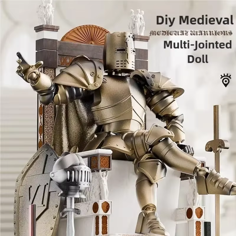 Figurine d'action Knight Armor – Robot mobile multi-articulé à monter soi-même avec armure médiévale, jouet de collection posable pour enfants et adultes