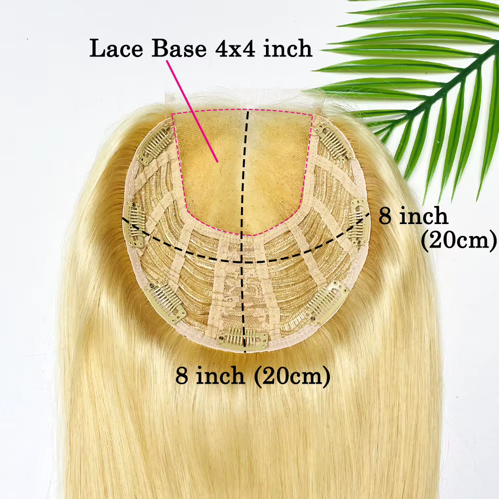 # 613 couleur européenne cheveux humains 8X 8/7x 7/6x6 pouces Weaved Topper Blonde/noir avec 4X4