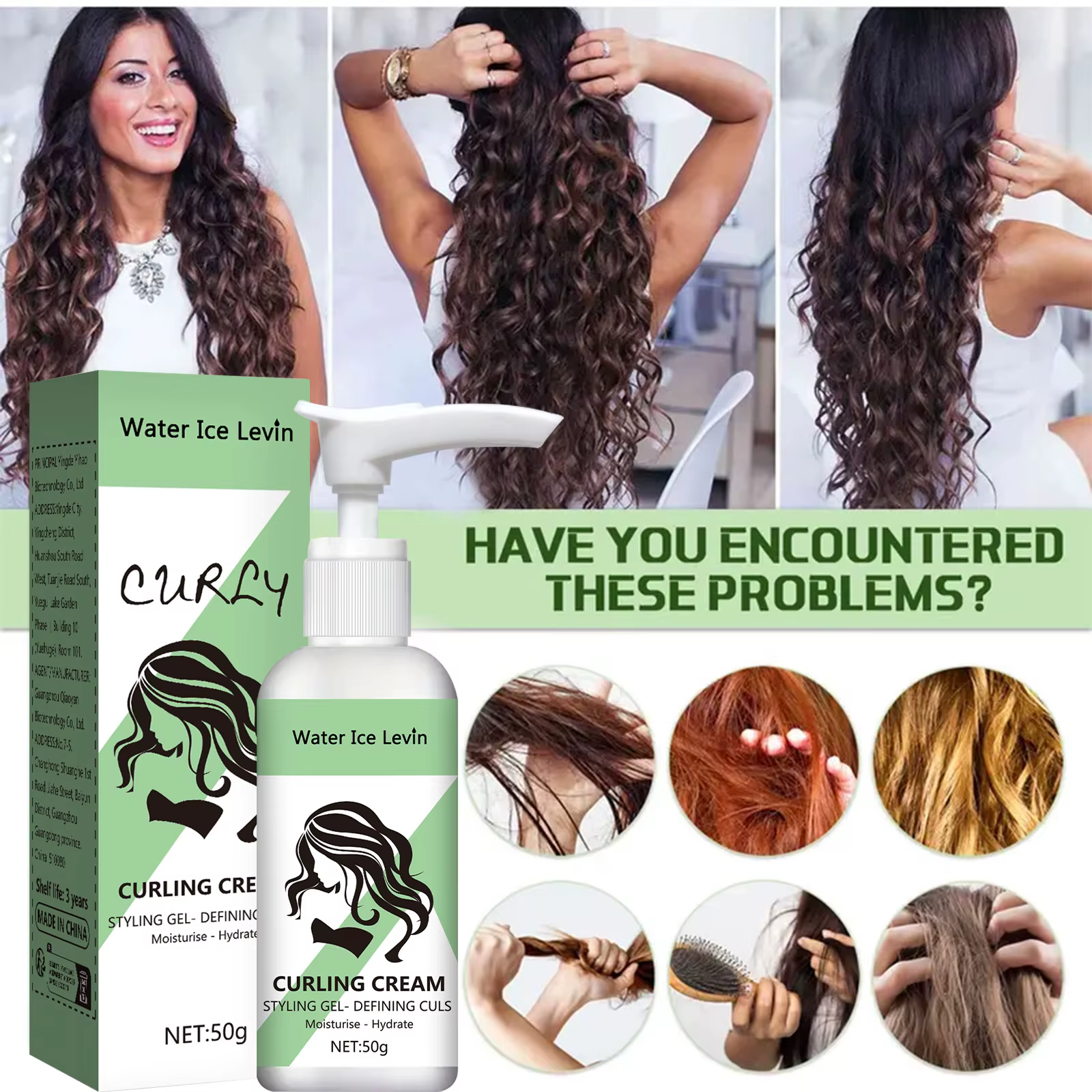 Crème hydratante pour cheveux bouclés