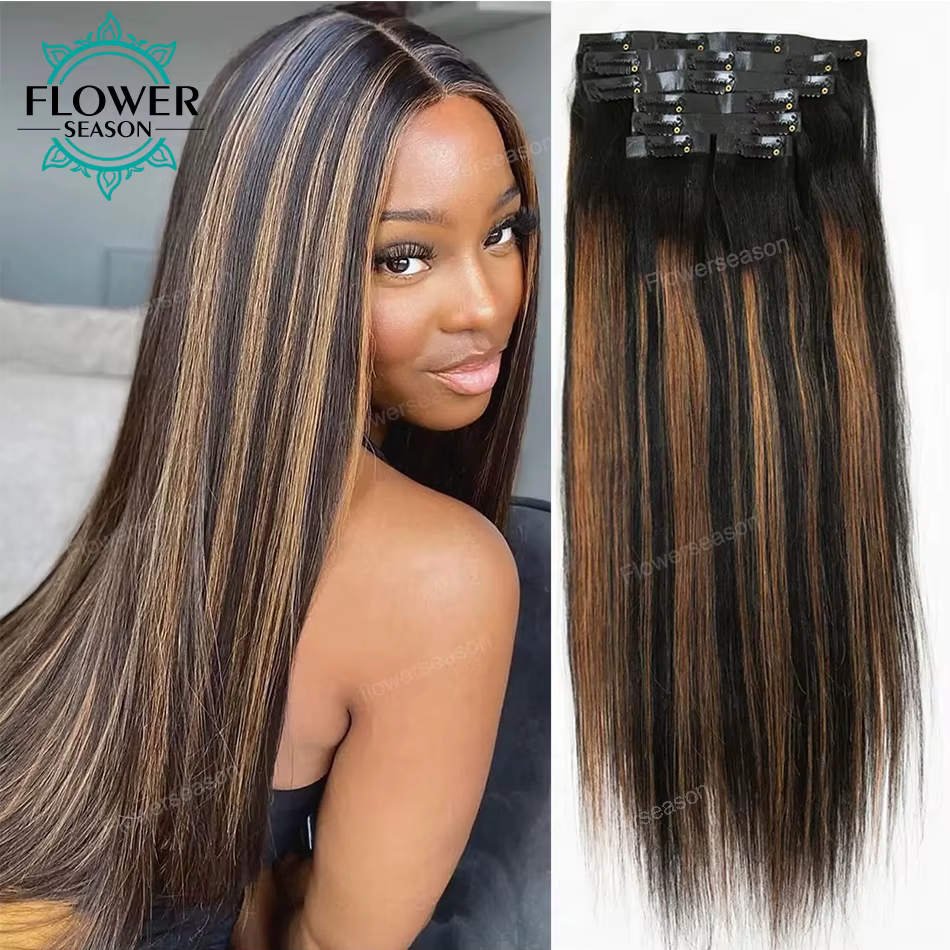 Extensions de cheveux naturels à clips