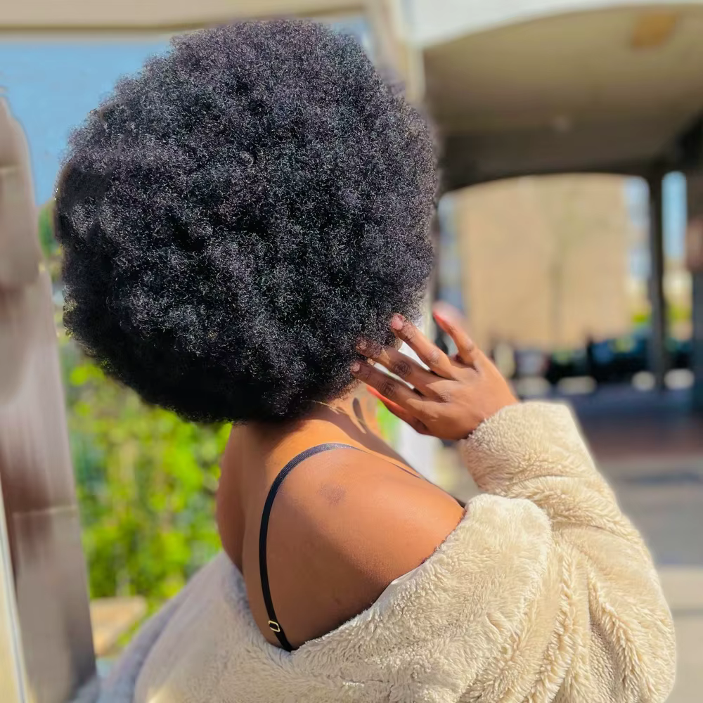 Chignon Afro en Cheveux Humains Crépus et Bouclés