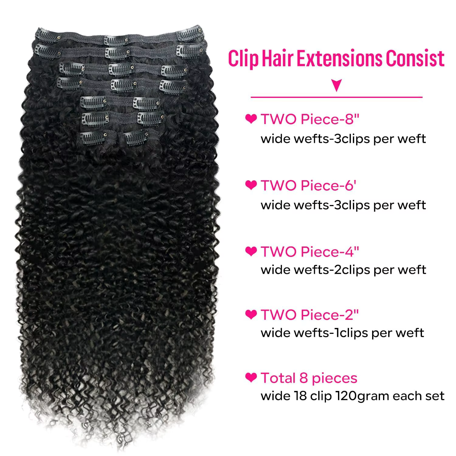 Extensions de cheveux bouclés à clipser pour femmes