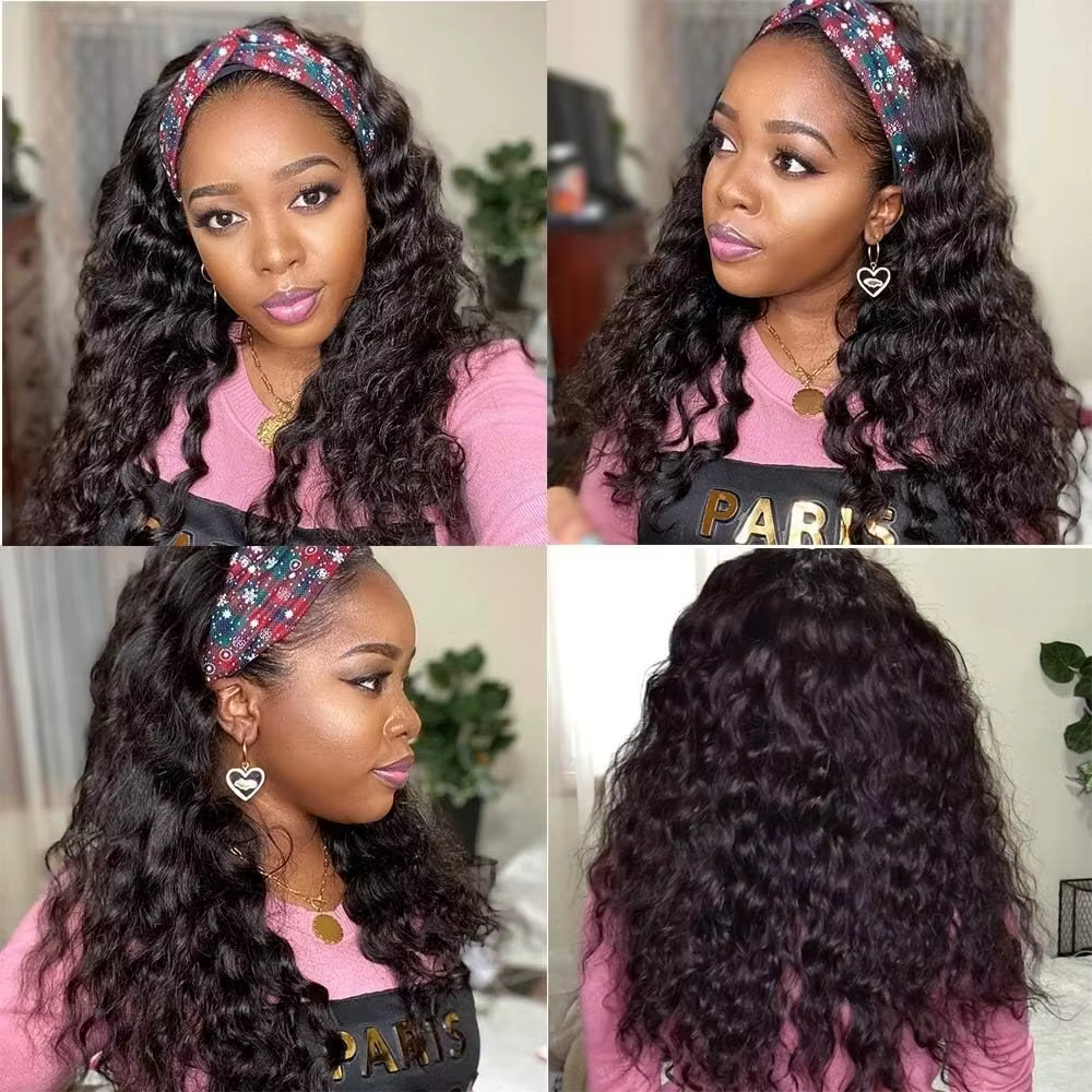 Perruque de cheveux humains brésiliens de densité 200 avec bandeau