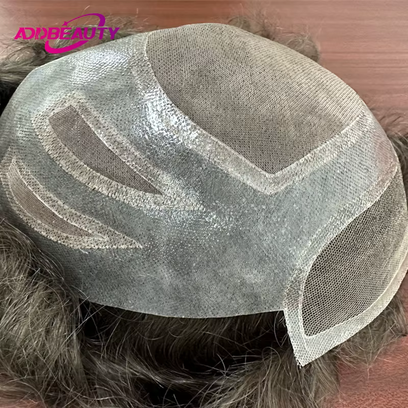 Perruque toupet avant en dentelle PU pour hommes