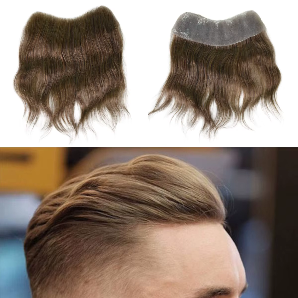 Perruque frontale pour hommes; Postiche frontale en PU pour hommes