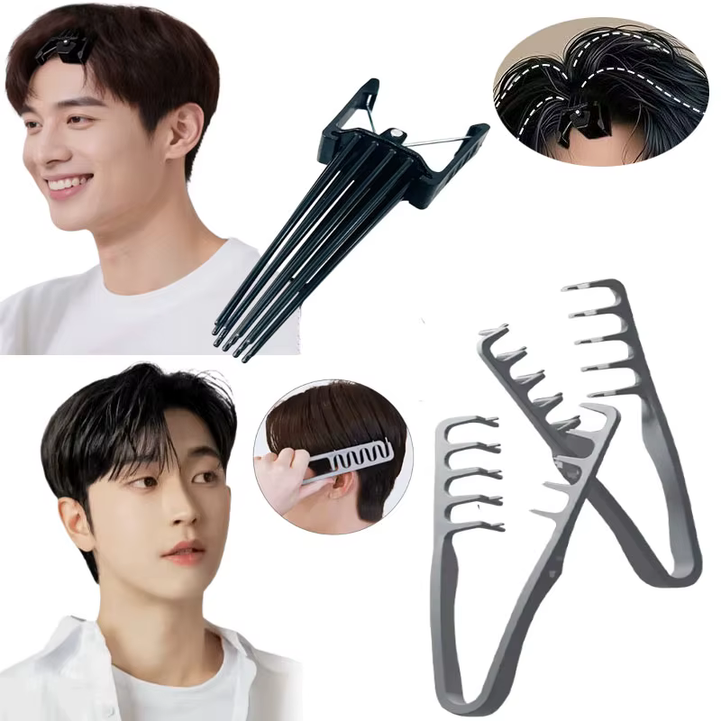 Kit d'outils de coiffure pour cheveux bouclés homme et femme : Peigne texturant volumateur et pince volumatrice pour