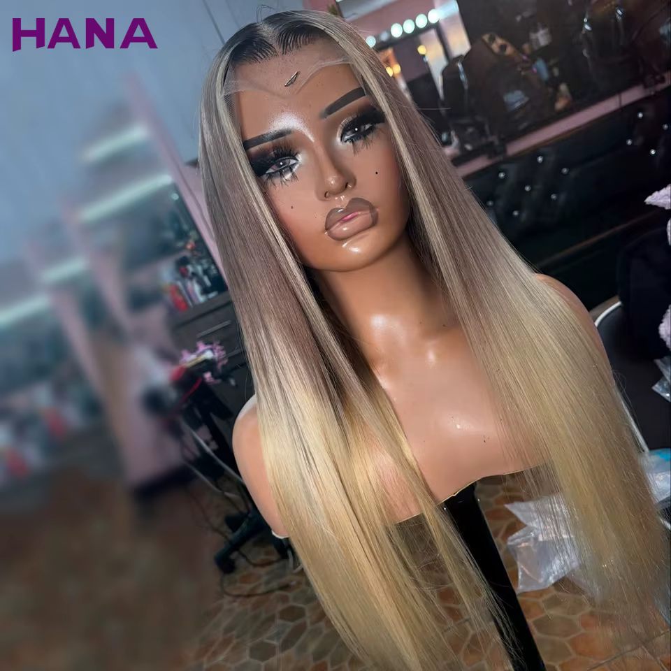 Perruque Ombrée Gris Blond 5x5 avec Fermeture pour Femme