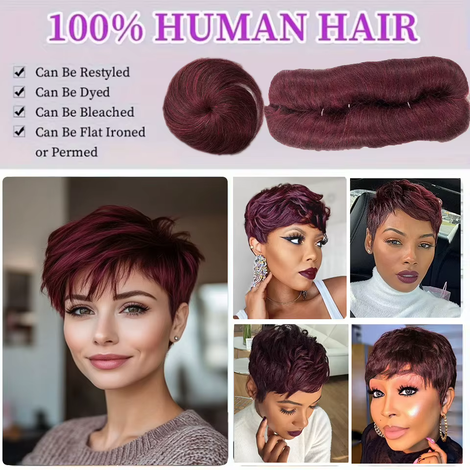 28 pièces Extensions de cheveux humains courts brésiliens un paquet pour une tête complète 100% paquets