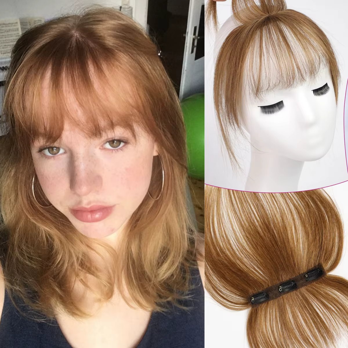 Frange de cheveux 100% humains marron pour femmes