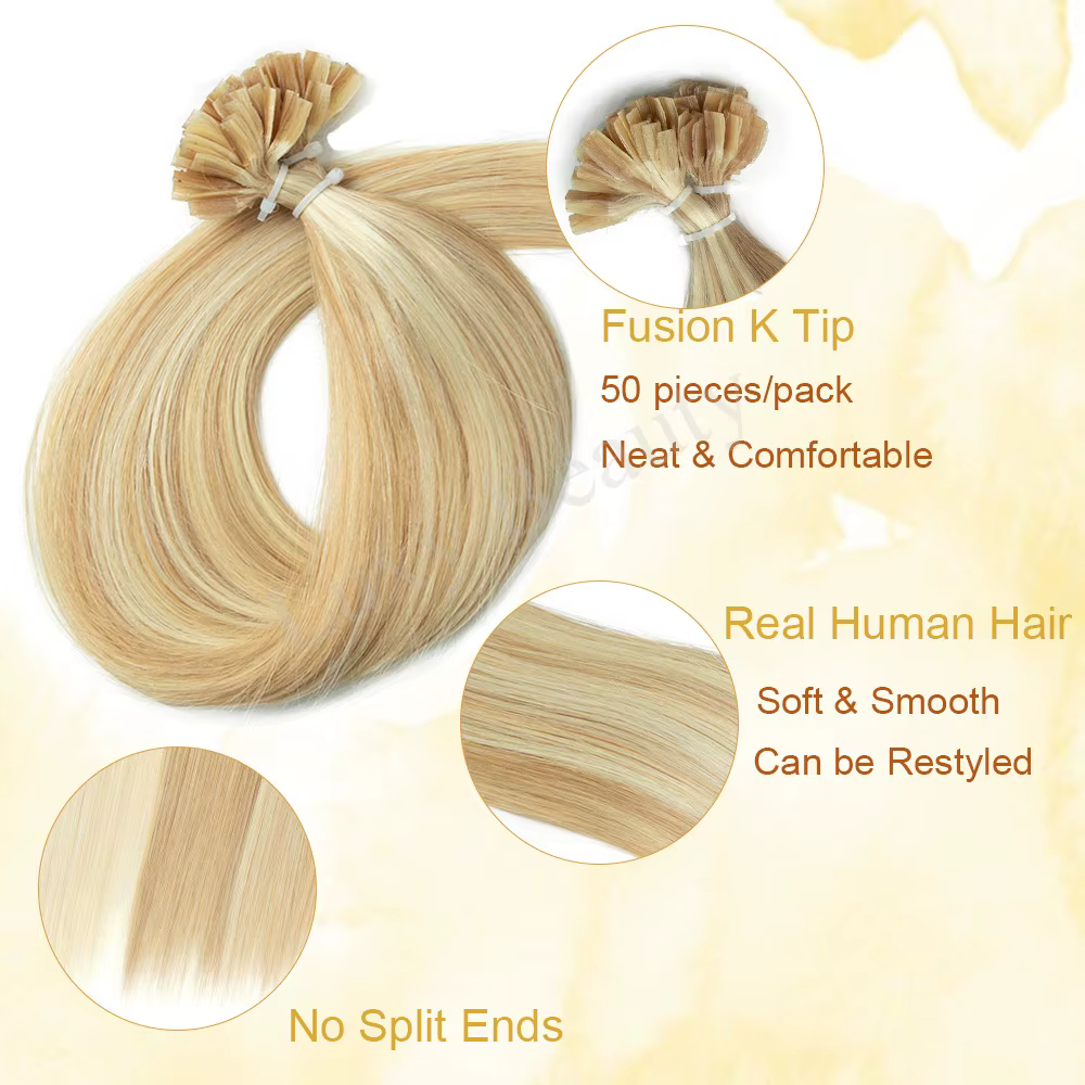 Extensions de cheveux de pointe d'ongle blonde