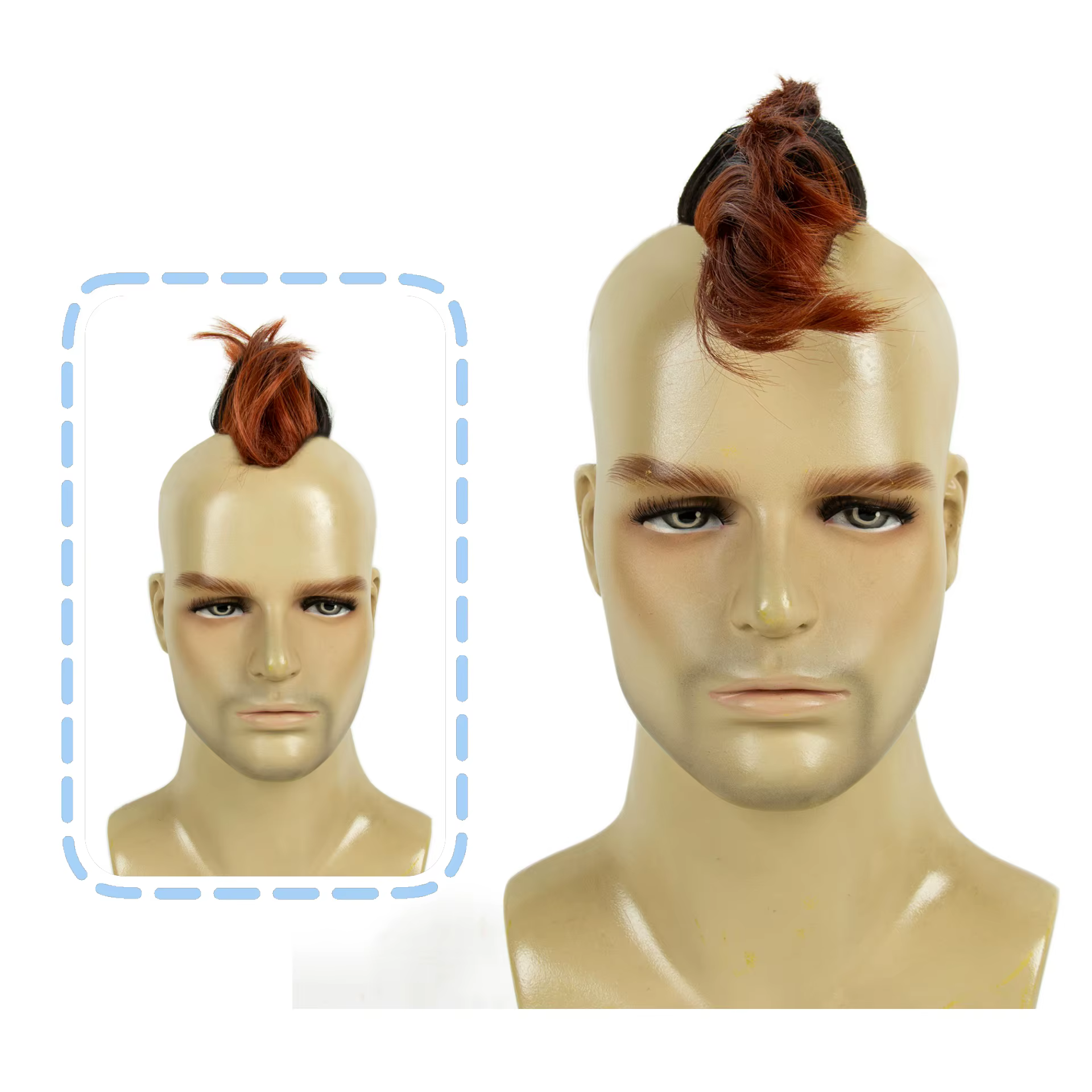 REEWES Obrem Brown Mokhaw Perruque à clipser en cheveux synthétiques pour usage quotidien, PUNK ROCK, fête, cosplay