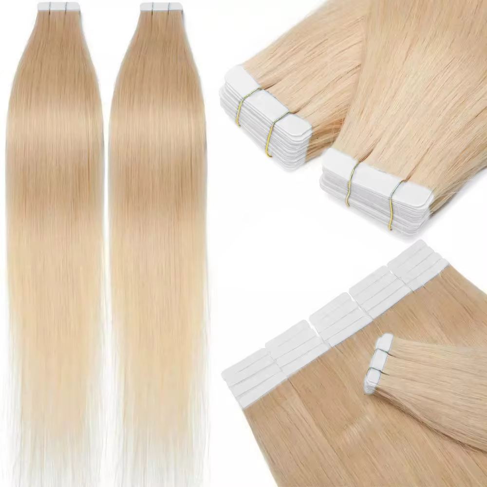 Extensions de cheveux humains Tape Ins, Extensions de cheveux, Blonde Tape in Hair, Document Wiltshire ach, Trame de peau blonde, Seamless Tape Ins, #613