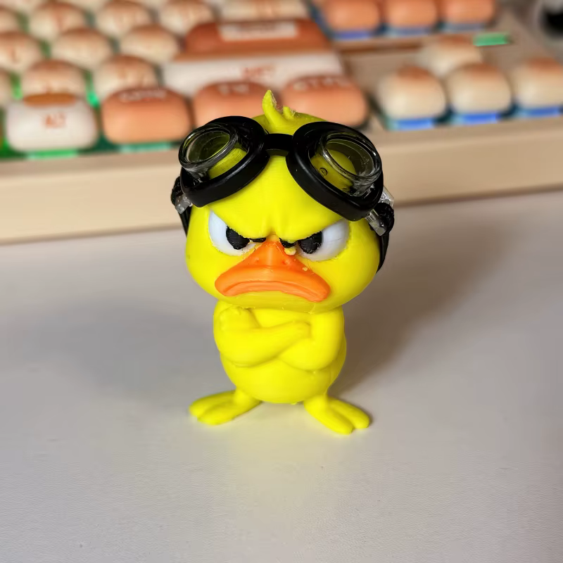 Ornement de canard en colère mignon avec lunettes de protection, décoration pour bureau, étagère, intérieur/extérieur, cadeau parfait pour les amis