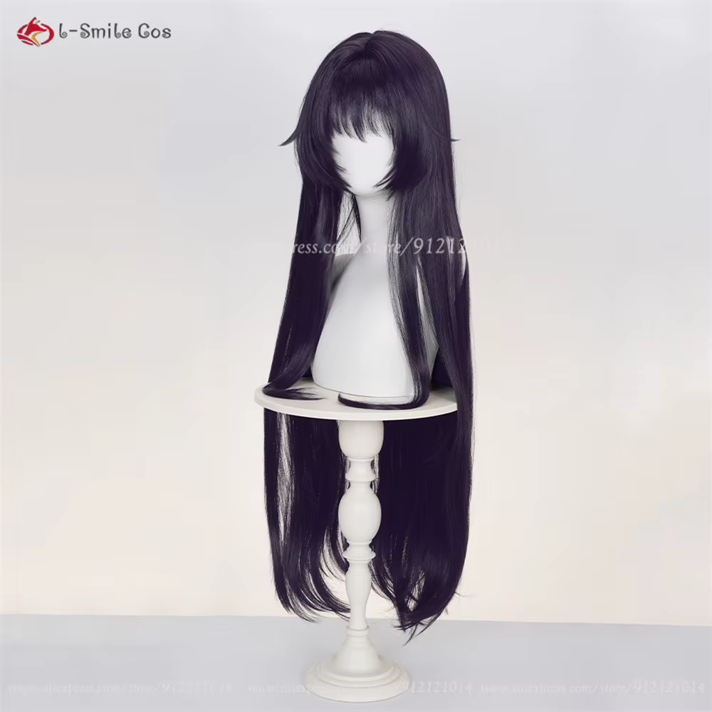 Waguri Kaoruko Perruque de Cosplay synthétique noire violette de 100cm pour femmes