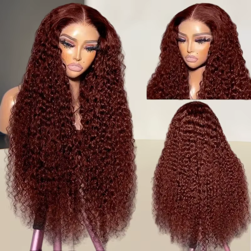 Perruque Deep Wave, raie au milieu, cheveux synthétiques tissés à la machine, pour femmes