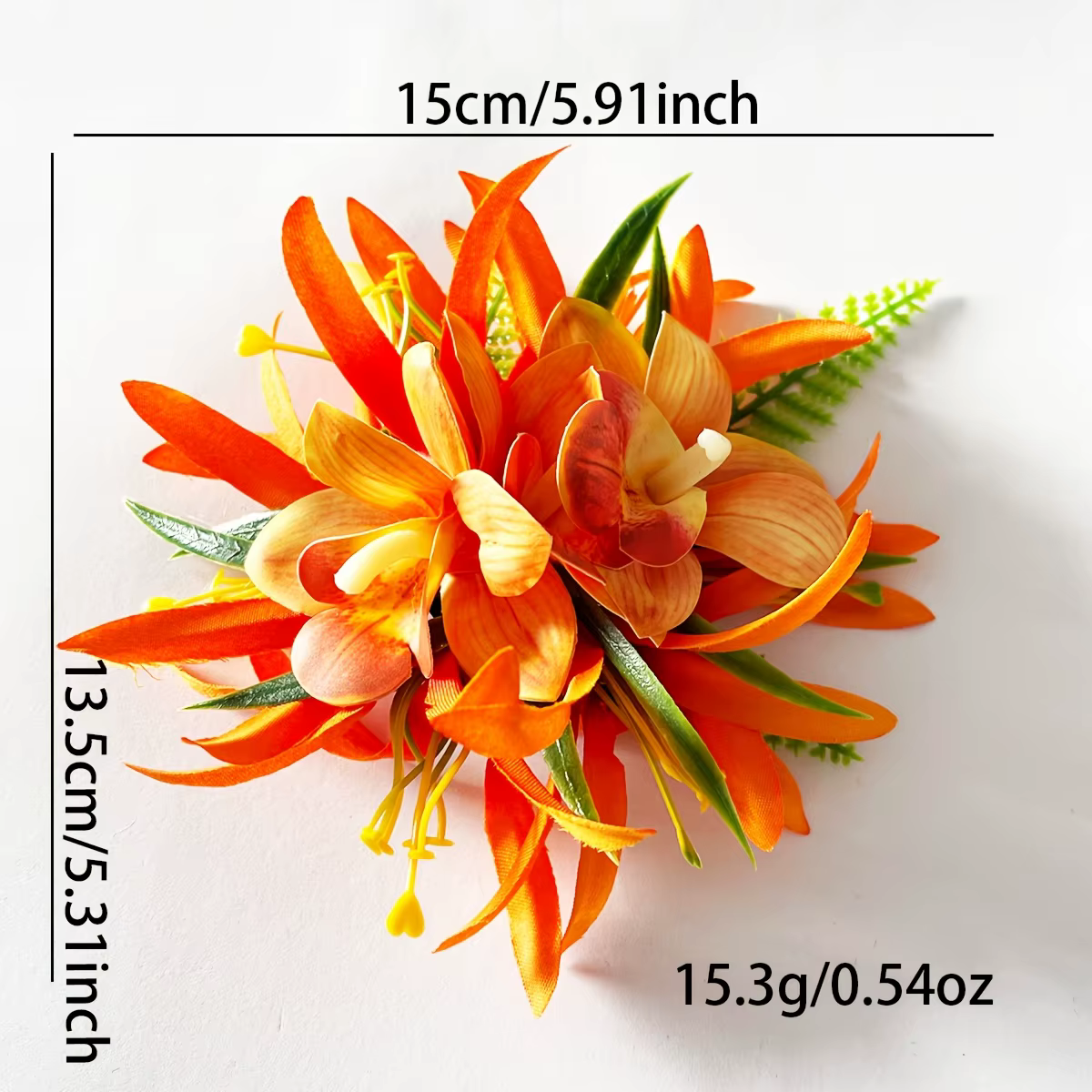 1pc Clip à cheveux en fleur d'orchidée artificielle pour les vacances à la plage hawaïenne