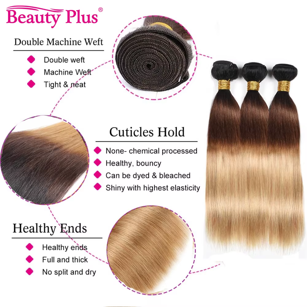 Mèches Brésiliennes 100% Naturelles Lisses Ombré