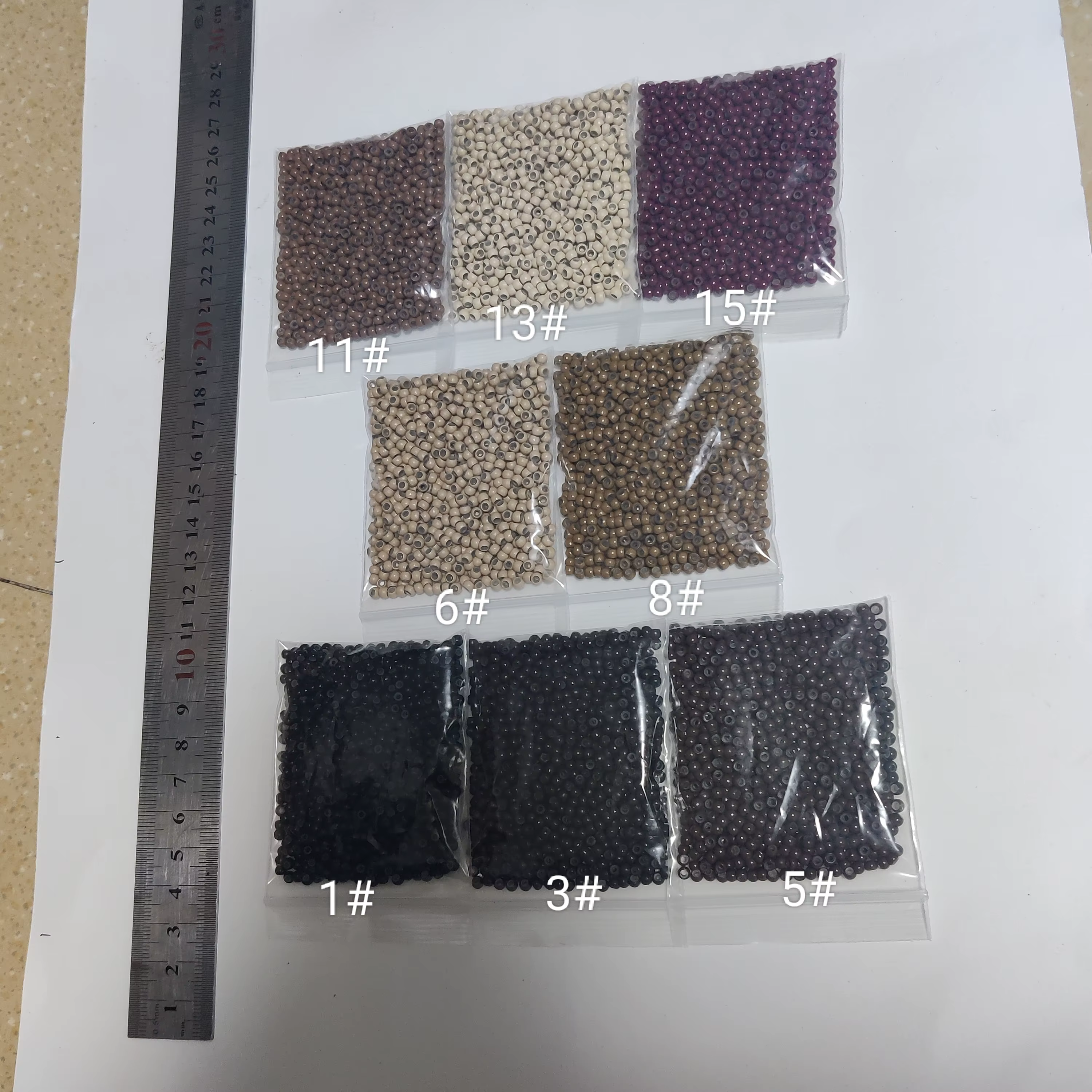 1000 pièces/lot 3 # Anneaux nano en silicone brun foncé pour extensions de cheveux