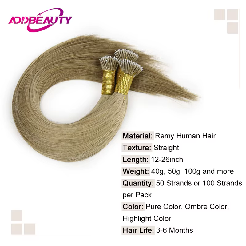 Extension de cheveux humains Nanoring droits Capsule de kératine de haute qualité Micro anneau Extensions