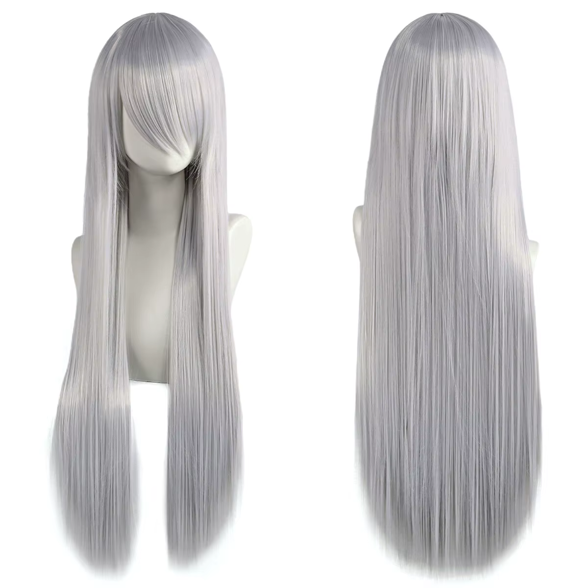 Perruques de Cosplay synthétiques blanches violettes de 80cm de Long