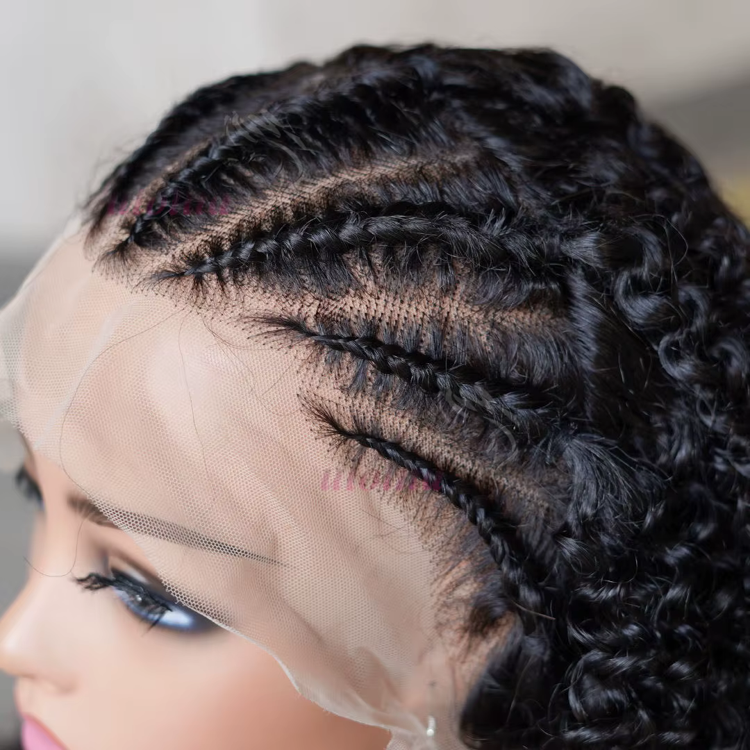 13x4 tresse perruques cheveux humains Afro crépus bouclés dentelle avant perruques pour les femmes Super Double dessiné 250% densité brésilienne Remy cheveux 16 pouces