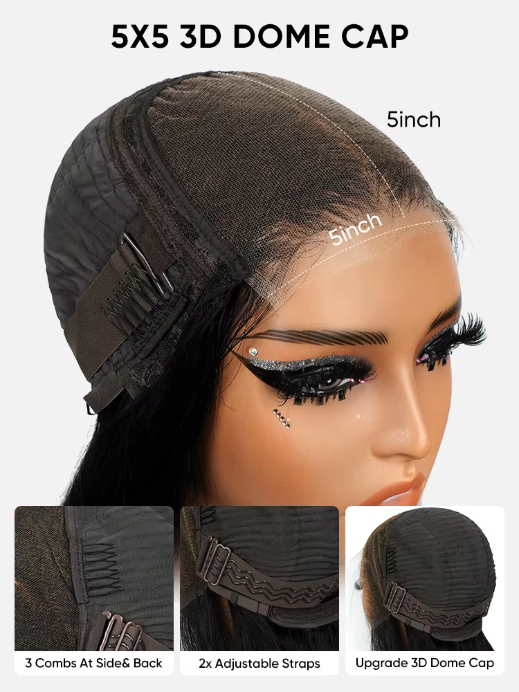 Alipearl cheveux longs ondulés naturels frange aérée sans colle 5x5 dentelle fermeture perruques