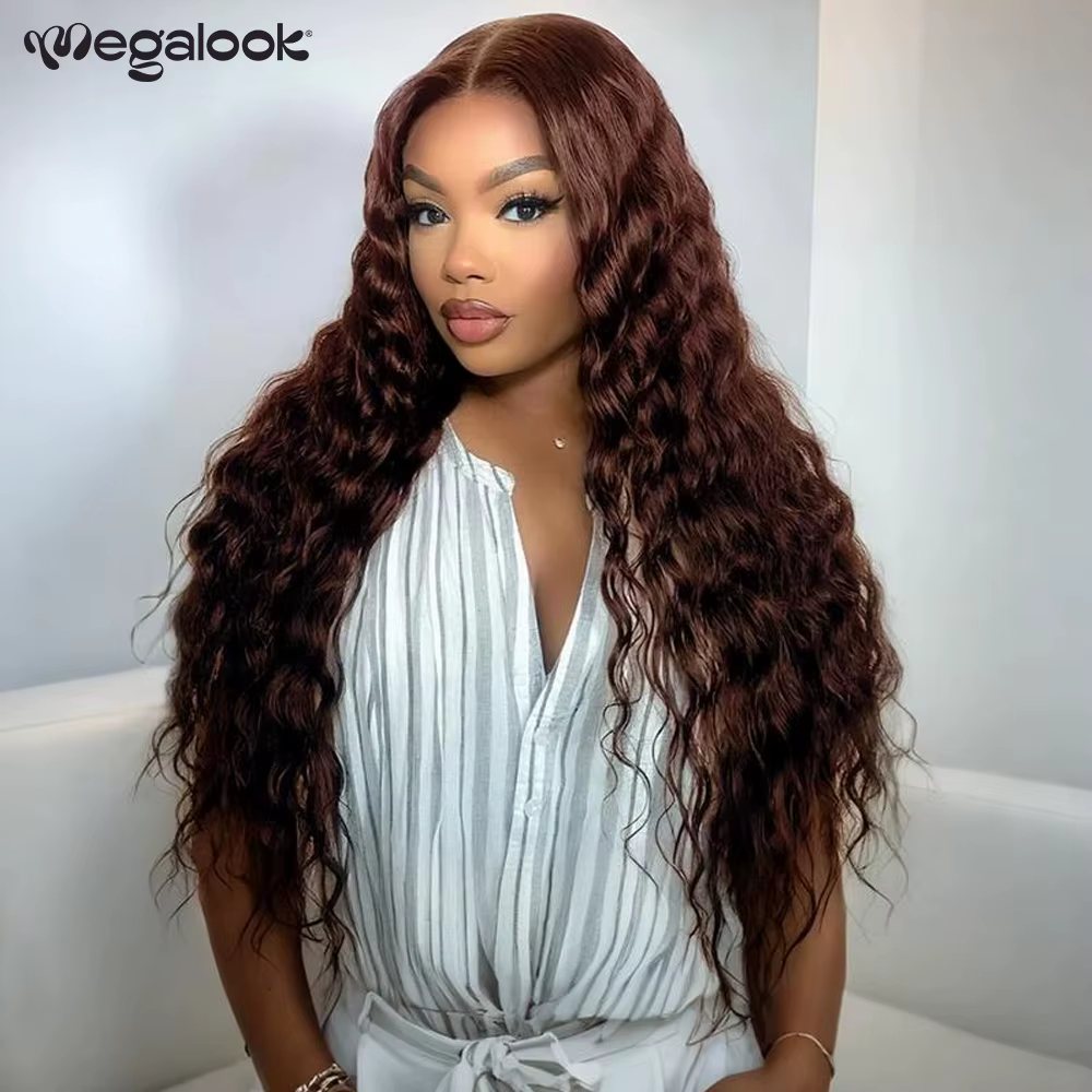 Megalook # Perruque Lace Front 13x6 couleur marron chocolat
