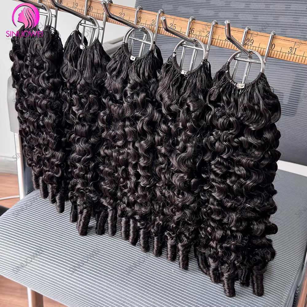 de au cheveux huains, type plume, 12A, bouclés , noir naturel, pré-séparées
