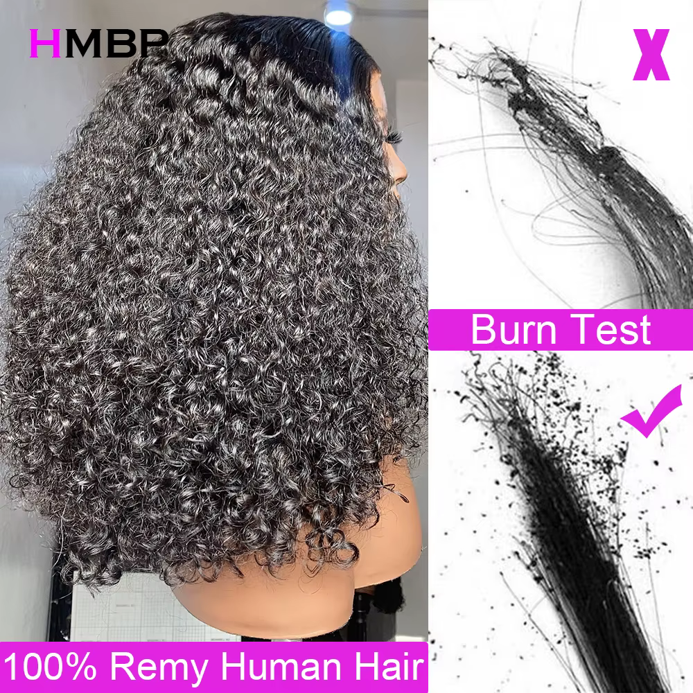 Perruque sans colle cheveux humains prêt à porter crépus bouclés 13x6 HD dentelle frontale