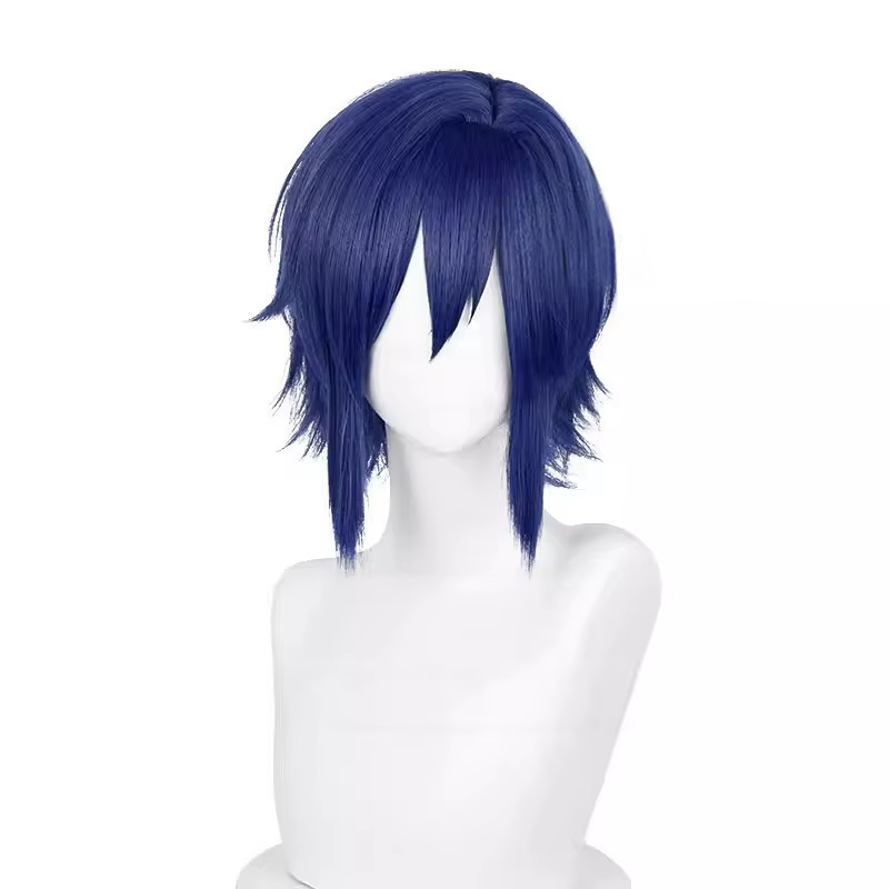 Perruque de Cosplay Synthétique Bleu Foncé
