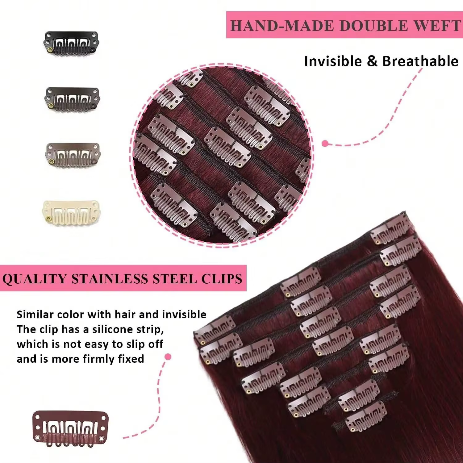 Extensions de cheveux à clips 99J Bourgogne