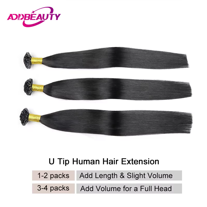 Extensions de cheveux humains à pointe en U