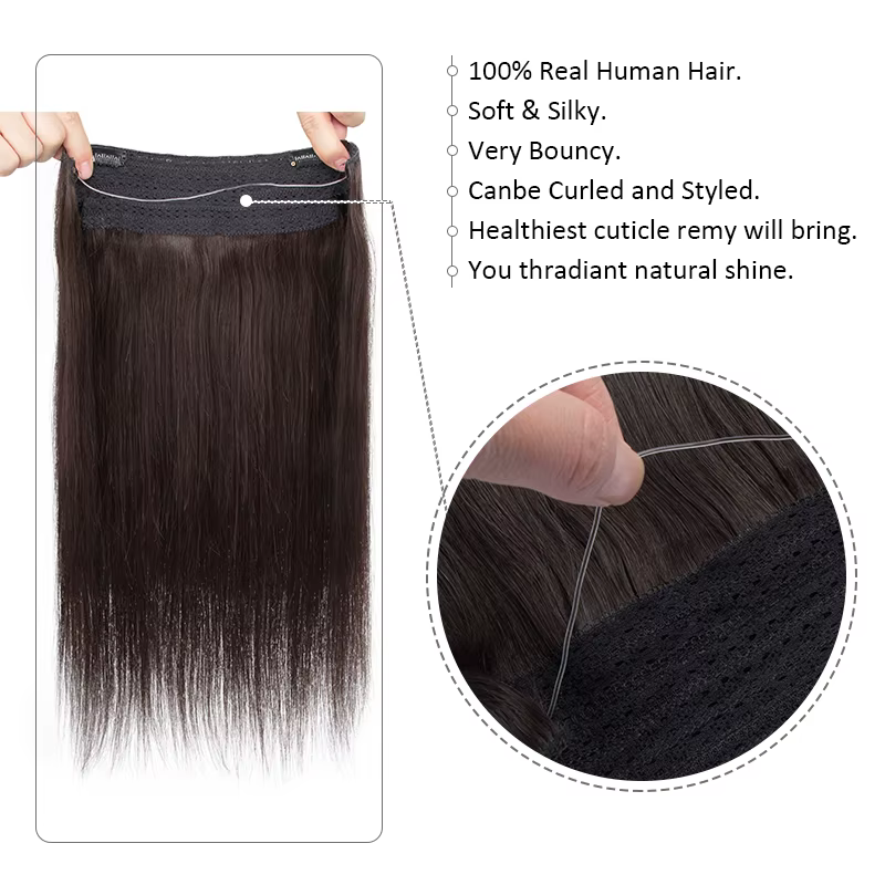 Extensions de cheveux naturels à clipser avec fil invisible