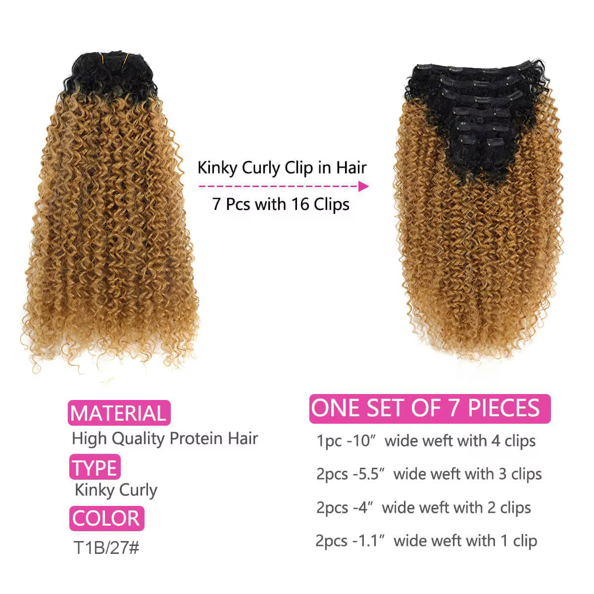 Extension Capillaire Synthétique à Clips pour Femme