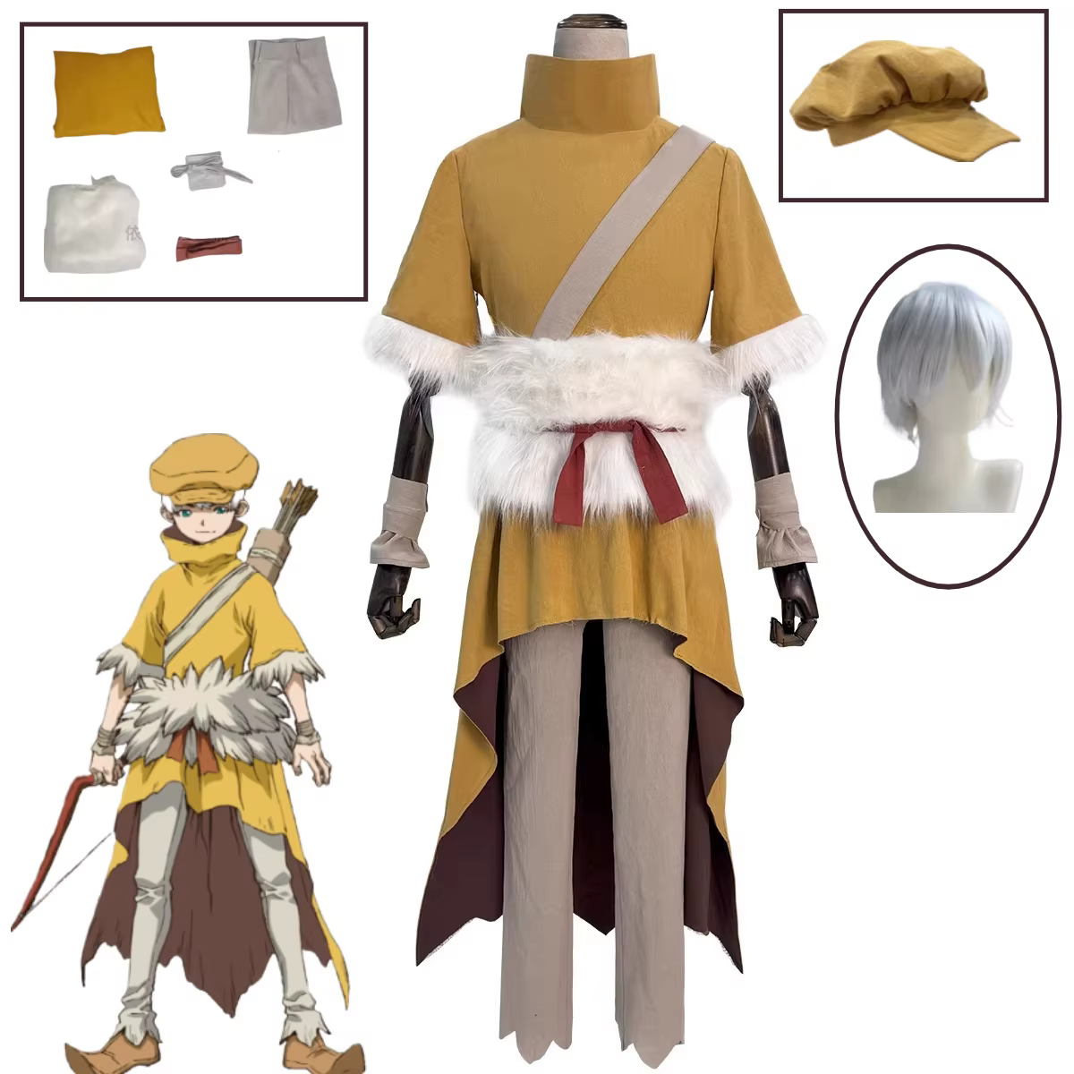 Dr. STONE Cosplay Costume cinq généraux sages Saionji Ukyo tenue chapeau perruque ensemble Halloween noël femme homme