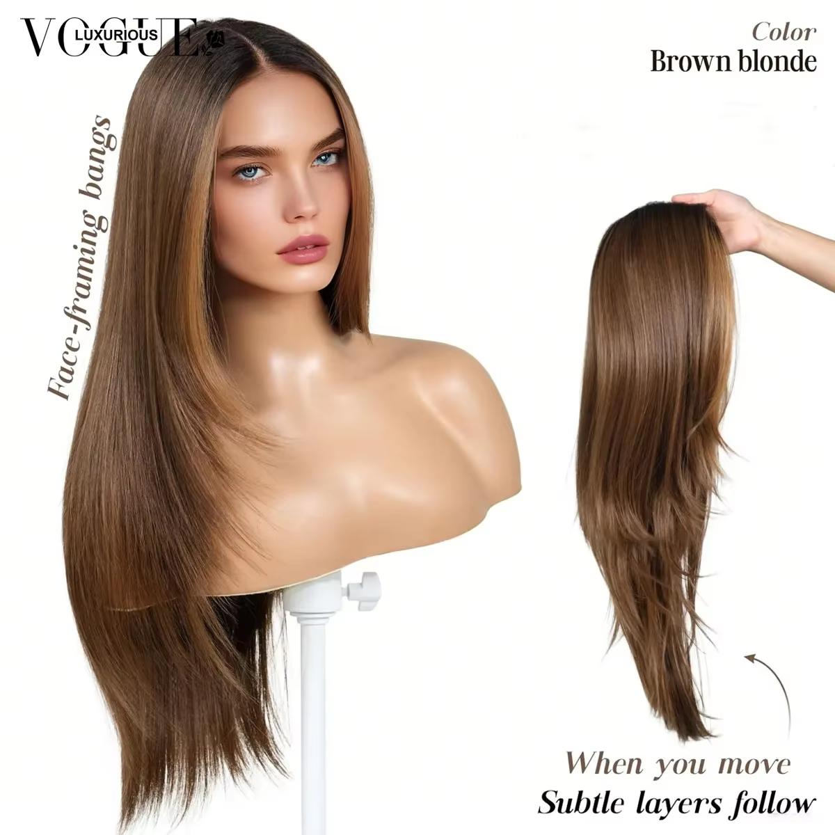 LUX VOGUE – perruque de plage couleur Balayage marron chocolat